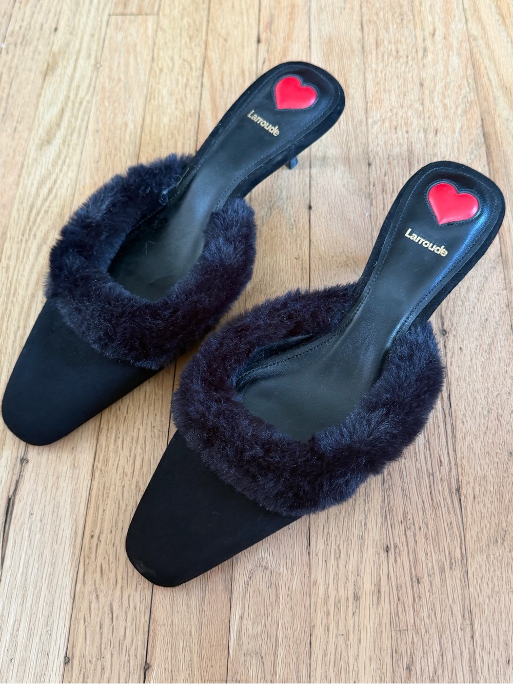 Larroude Amal Faux-Fur Trimmer Mule